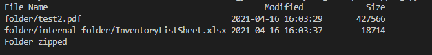 Zipped file output